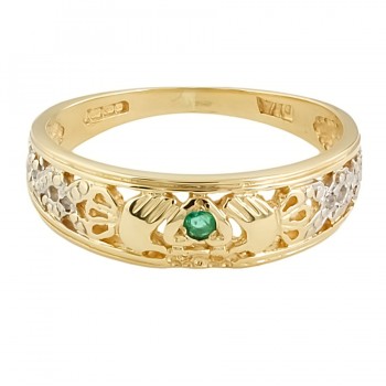 9ct gold Emerald claddagh Ring size R